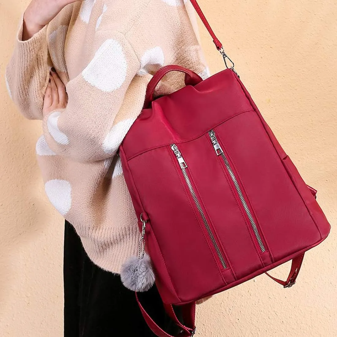 Women Backpack Purse Waterproof Nylon Anti-theft Rucksack Lightweight Fashion Shoulder Bag Travel Daypack for Ladies