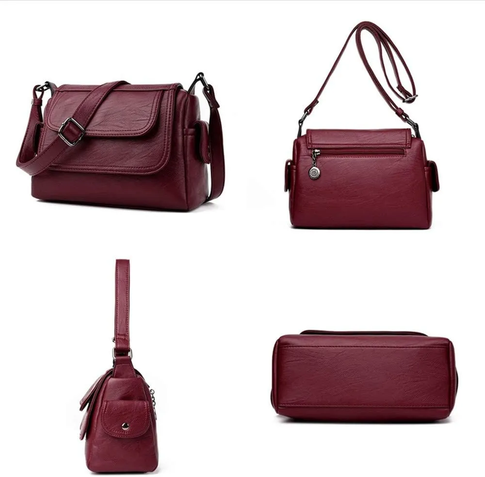 Women Crossbody Bag Soft PU Leather Purses and Handbags Multi Pocket Shoulder Bag