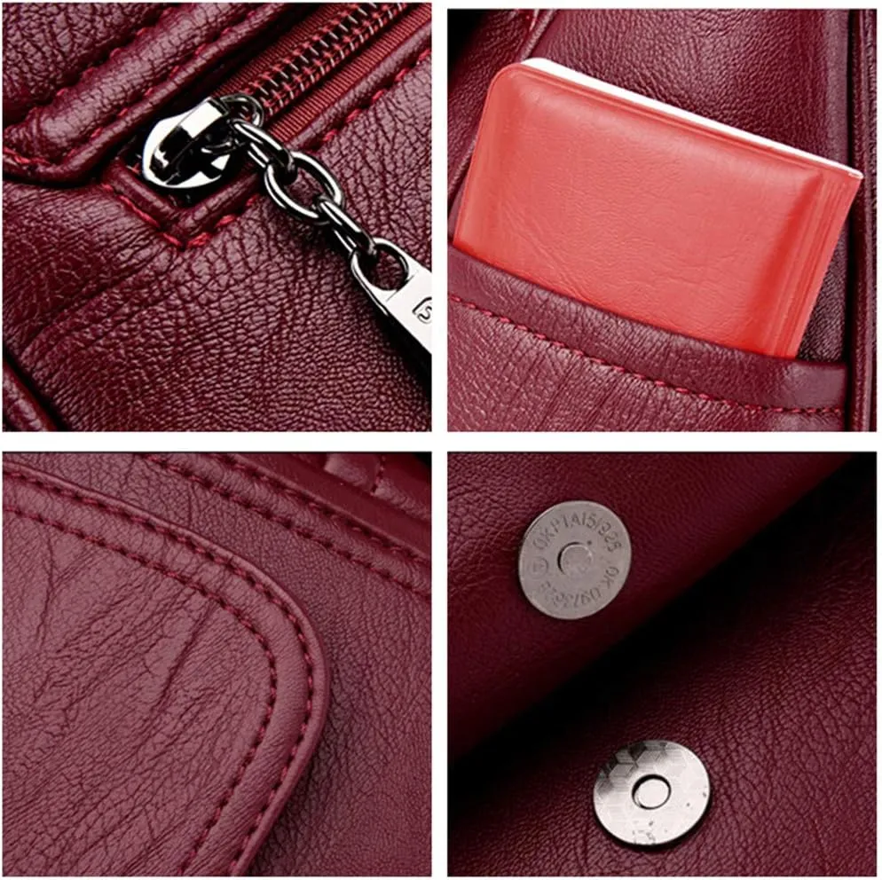 Women Crossbody Bag Soft PU Leather Purses and Handbags Multi Pocket Shoulder Bag