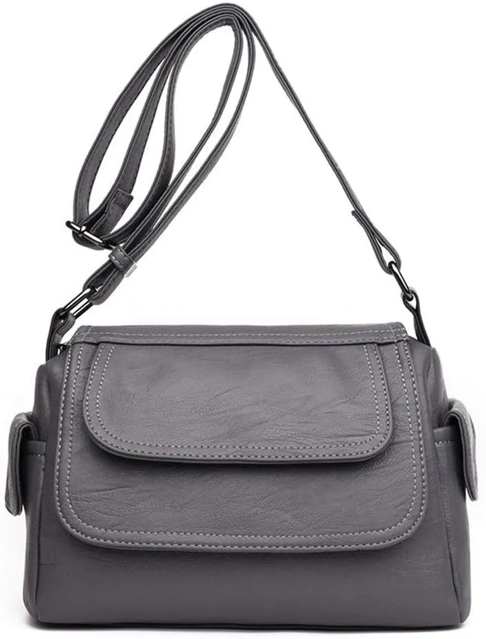 Women Crossbody Bag Soft PU Leather Purses and Handbags Multi Pocket Shoulder Bag