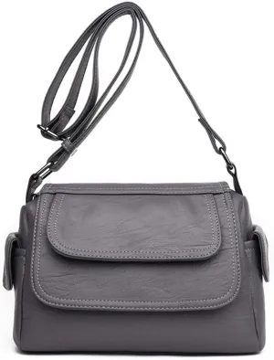 Women Crossbody Bag Soft PU Leather Purses and Handbags Multi Pocket Shoulder Bag