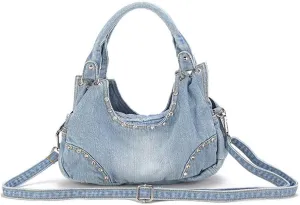 Women Cute Flower Jeans Denim Tote Handbags