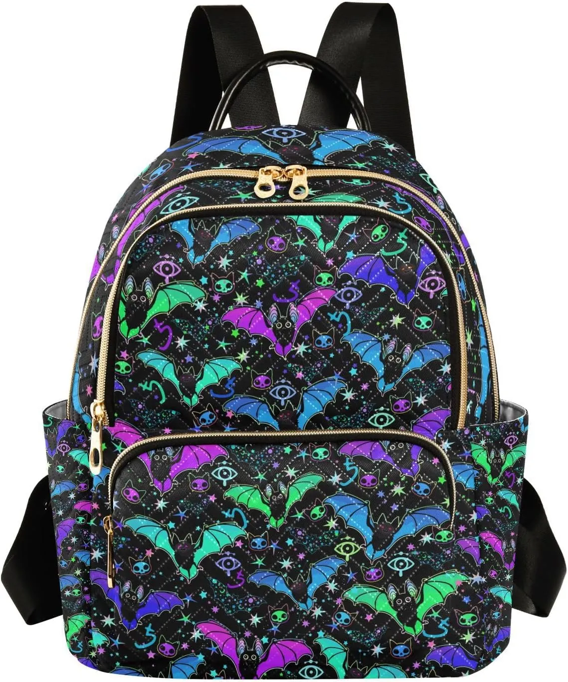 Women Fashion Backpack Purse Casual Lightweight Travel Shoulder Bag Psychedelic Bats Rucksack Ladies Bag, Medium