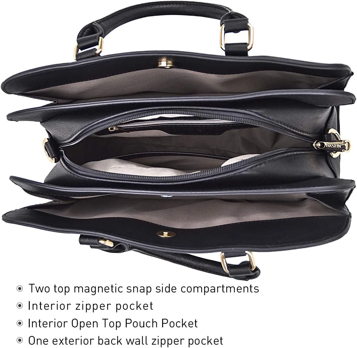 Women Handbag Wallet Tote Shoulder Hobo Bag Top Handle Satchel Purse Set 2pcs with 3 Compartments