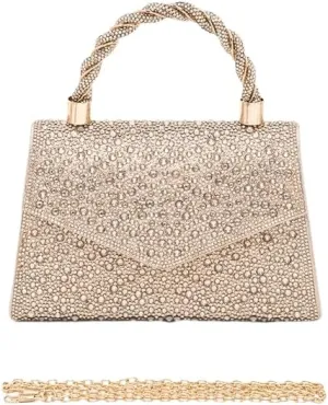 Women Luxury Rhinestone Top Handle Clutch Bag – Elegant Evening Handbag with Shoulder Chain for Weddings, Parties