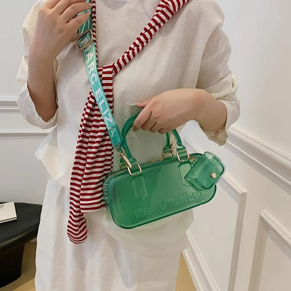 Women PVC Transparent Jelly Handbag, Fashion Colorful Clear Tote Bag for Stadium Events Plastic Waterproof Top Handle Purse
