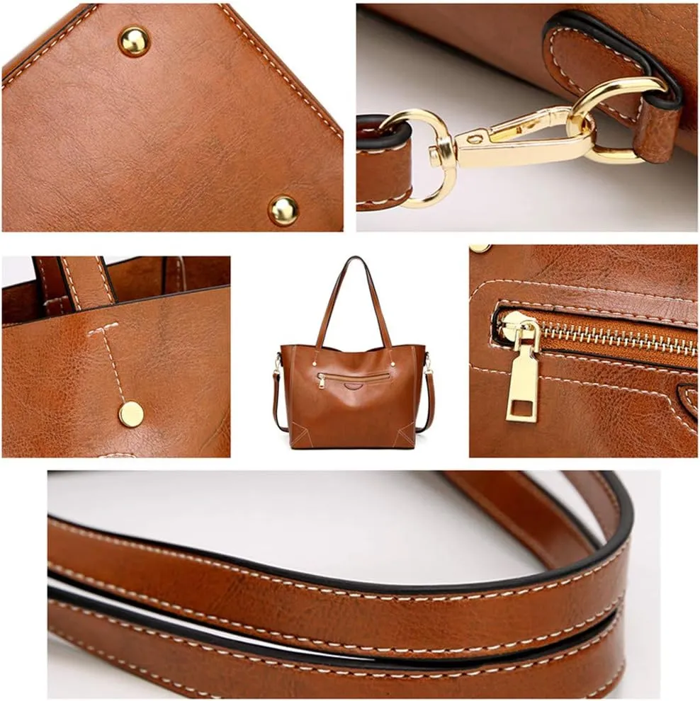 Women Top Handle Satchel Purse, PU Leather Handbag Large Capacity, Tote Shoulder Bag