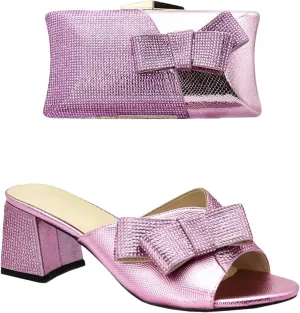 Women's African Matching Shoe & Bag Set - Italian Low Heel Pumps & Clutch for Nigerian Weddings and Parties
