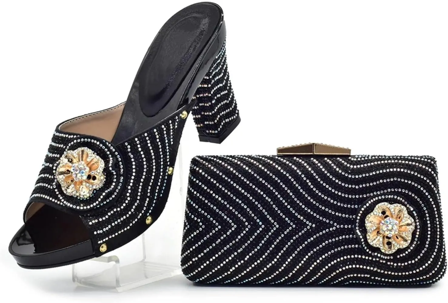 Women's Bold Red Nigerian-Italian Set - Italian Patent Leather Stilettos & Matching Lacquer Clutch for Dramatic Evening Looks