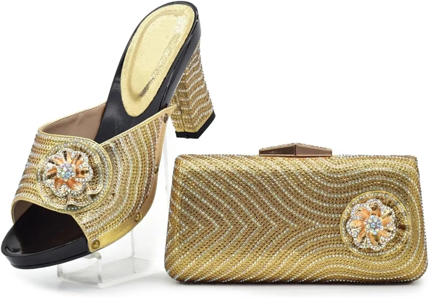Women's Bold Red Nigerian-Italian Set - Italian Patent Leather Stilettos & Matching Lacquer Clutch for Dramatic Evening Looks