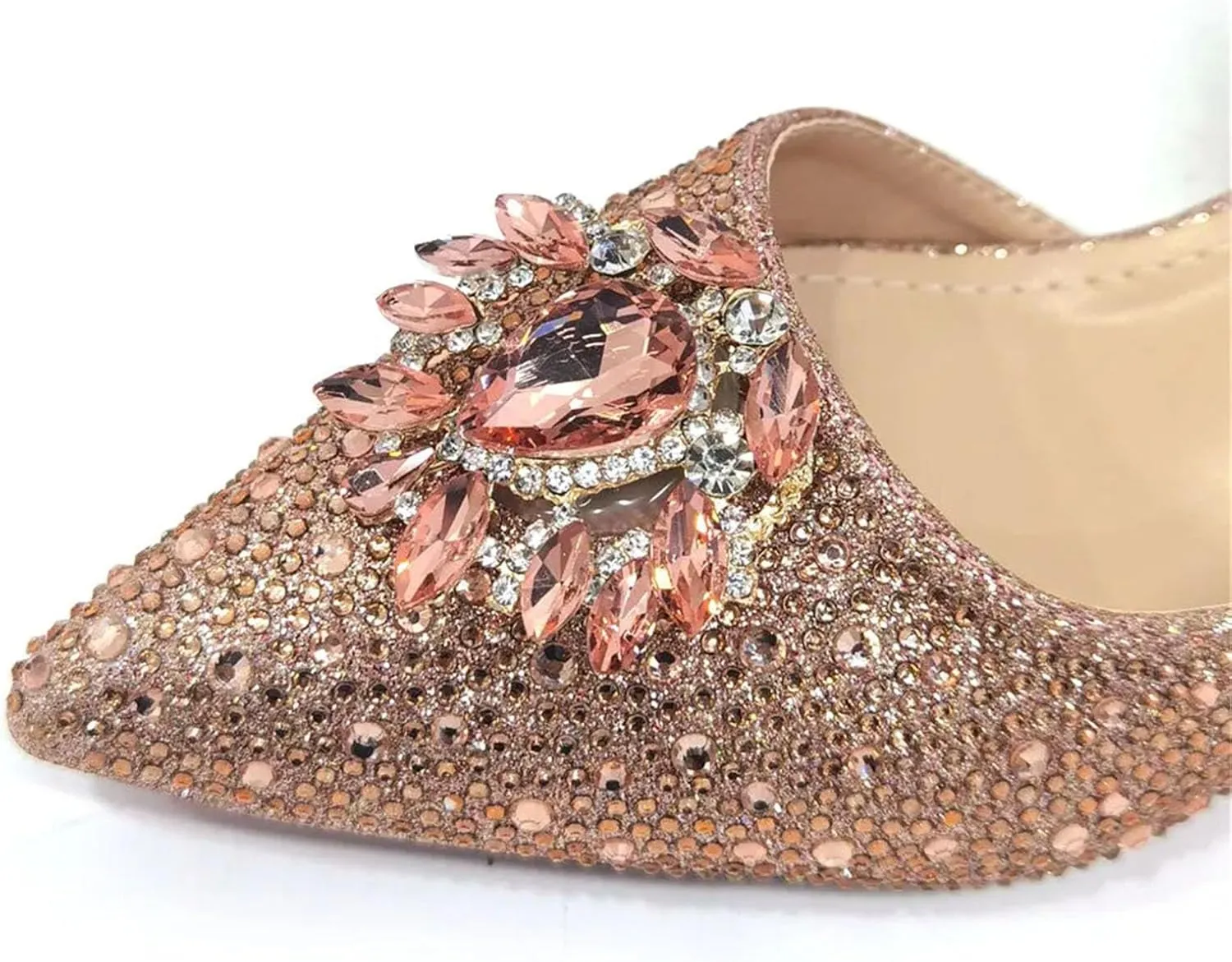Women's Champagne Diamond Bridal Set - Peep-Toe Crystal Heels & Velvet Clutch for Evening Galas
