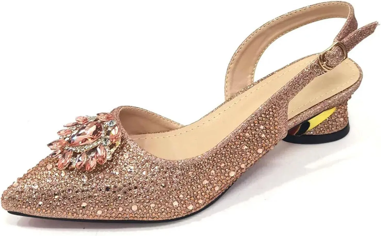 Women's Champagne Diamond Bridal Set - Peep-Toe Crystal Heels & Velvet Clutch for Evening Galas