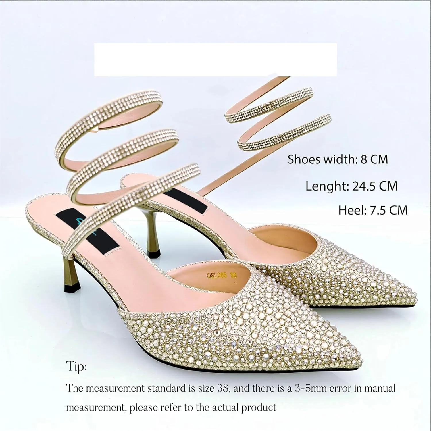 Women's Gold Snake-Wrap Bridal Set - Heart-Shaped Clutch & Mid-Heel Rhinestone Sandals for Nigerian Celebrations