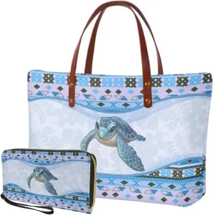 Womens Handbag with Matching Wallet, Large Top Handle Purse Shoulder Tote Bag with PU Clutch Wallet Purse…