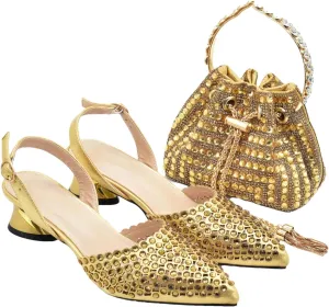 Women's Italian Bridal Party Set - Matching Rhinestone Pumps & Clutch Bag