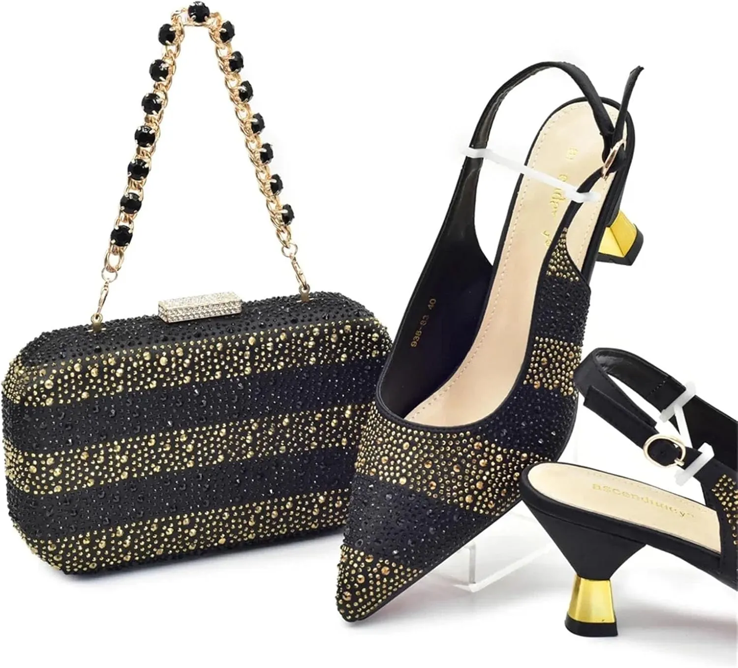 Women's Italian Rhinestone Bridal Set - Luxury Pumps & Matching Evening Bag