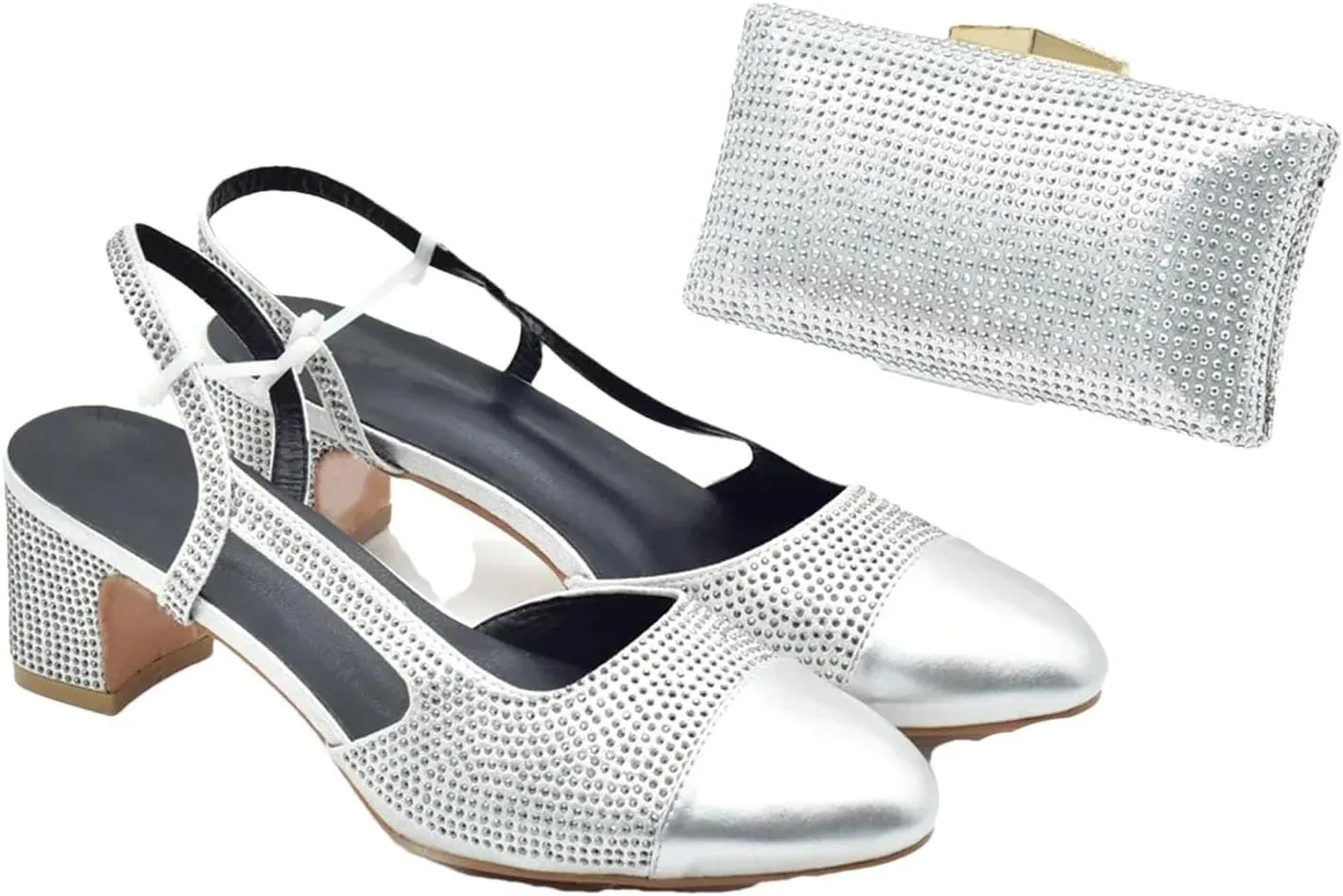 Women's Italian Wedding Shoe & Bag Set - Elegant Rhinestone Party Collection