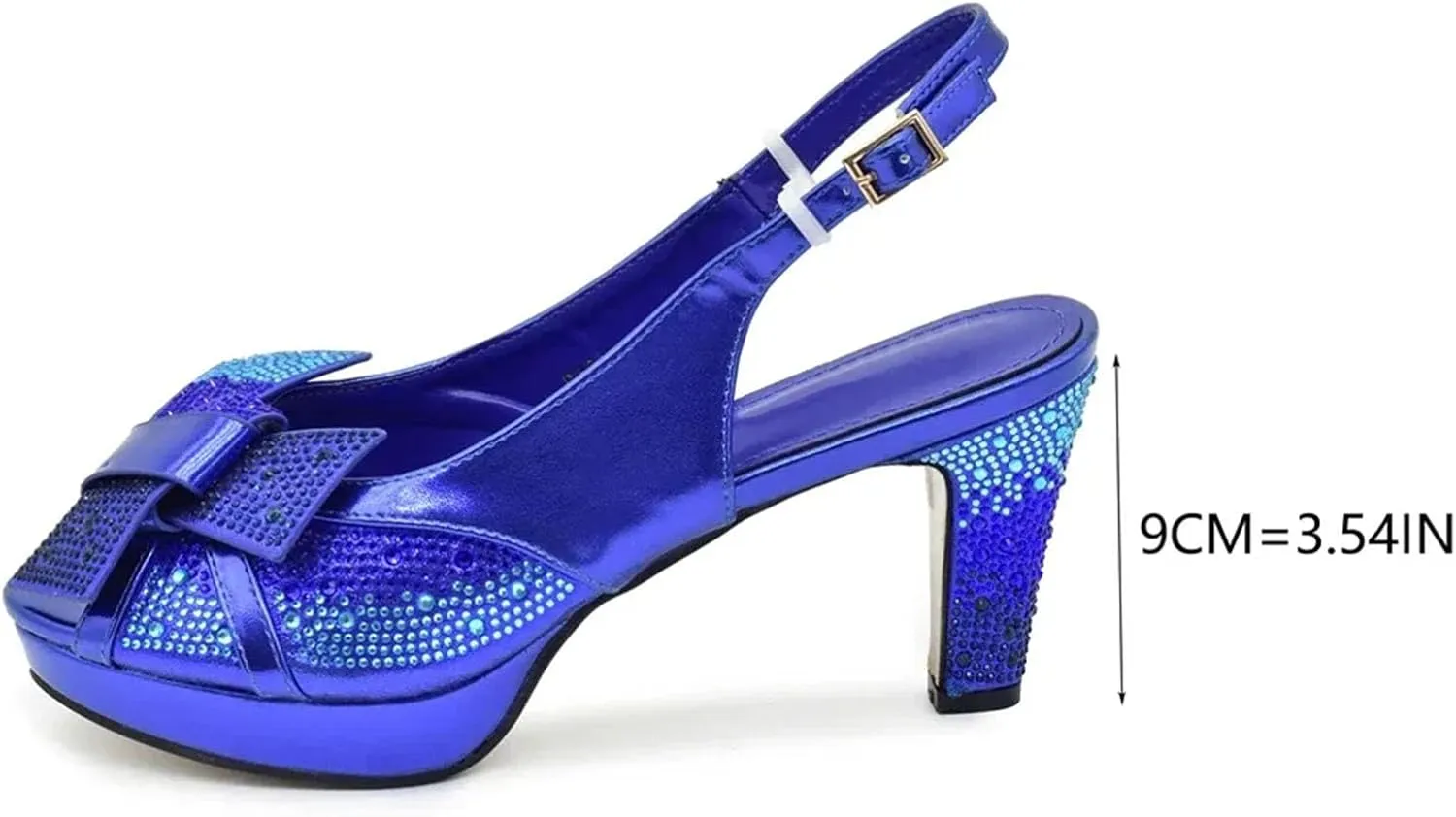 Women's Nigerian Party Shoe & Bag Set - High Heel Rhinestone Pumps & Evening Clutch