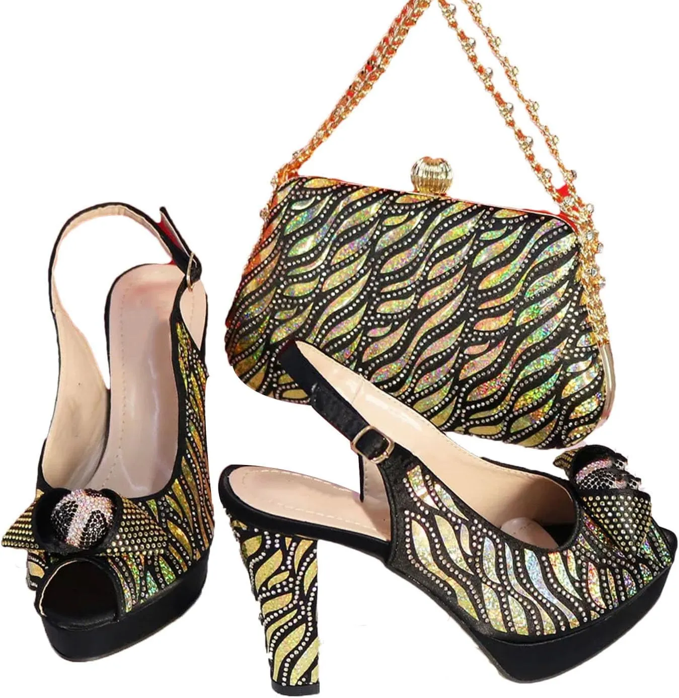 Women's Nigerian Wine Bridal Set - Italian Rhinestone Pumps & Embroidered Clutch for Traditional Celebrations