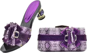 Women's Plus Size Italian Bridal Essentials - Wide-Fit Rhinestone Kitten Heels & Embroidered Velvet Clutch for Evening Galas