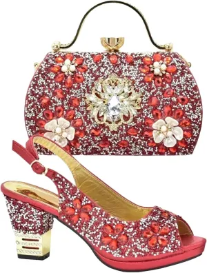 Women's Plus Size Party Luxury Set - Sexy High Heel Dress Shoes & Evening Bag
