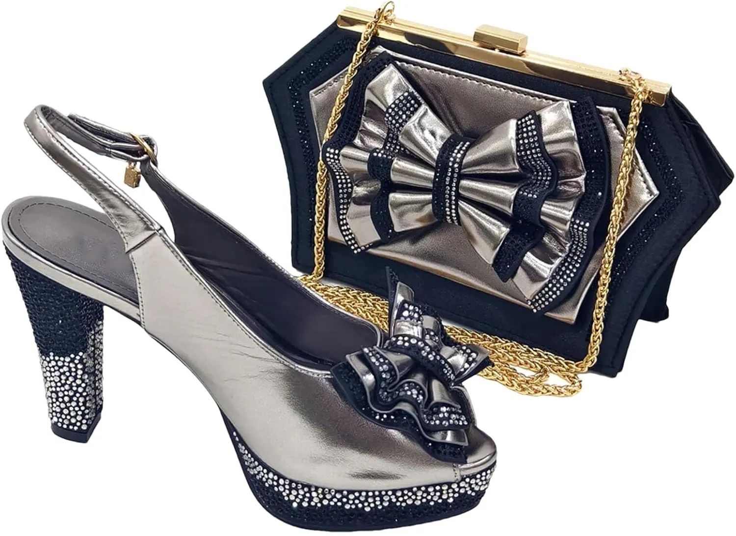 Women's Sky Blue Nigerian Shoe & Bag Set - African Wedding Essentials