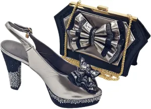 Women's Sky Blue Nigerian Shoe & Bag Set - African Wedding Essentials