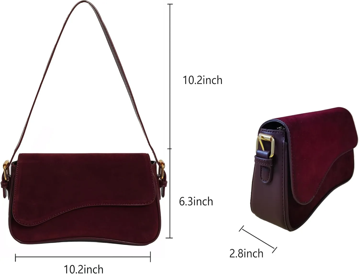 Women’s Suede Flap Shoulder Bag Small Trendy Saddle Crossbody Purses