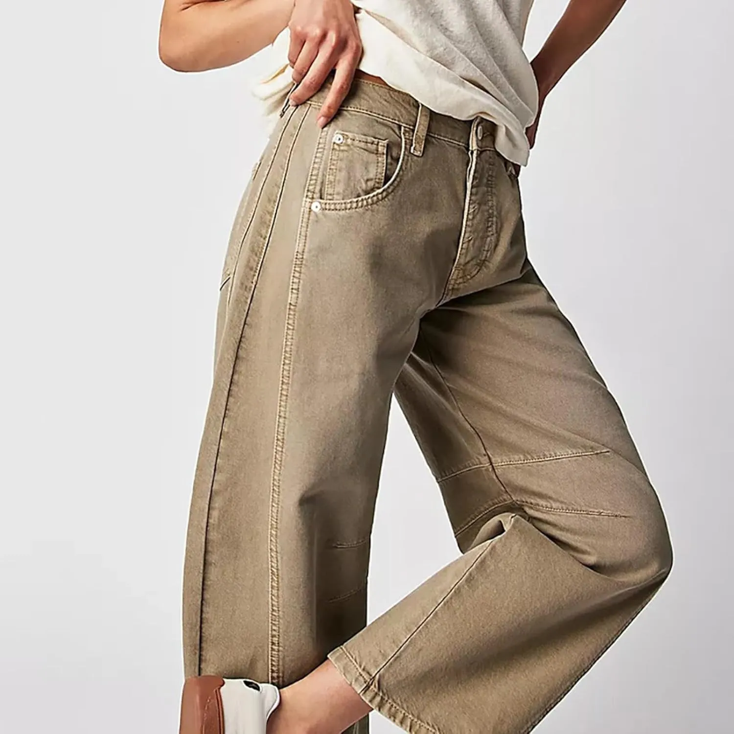 Women's Wide Leg High Waisted Stretchy Straight Leg Jeans Baggy Loose Trendy Denim Pants