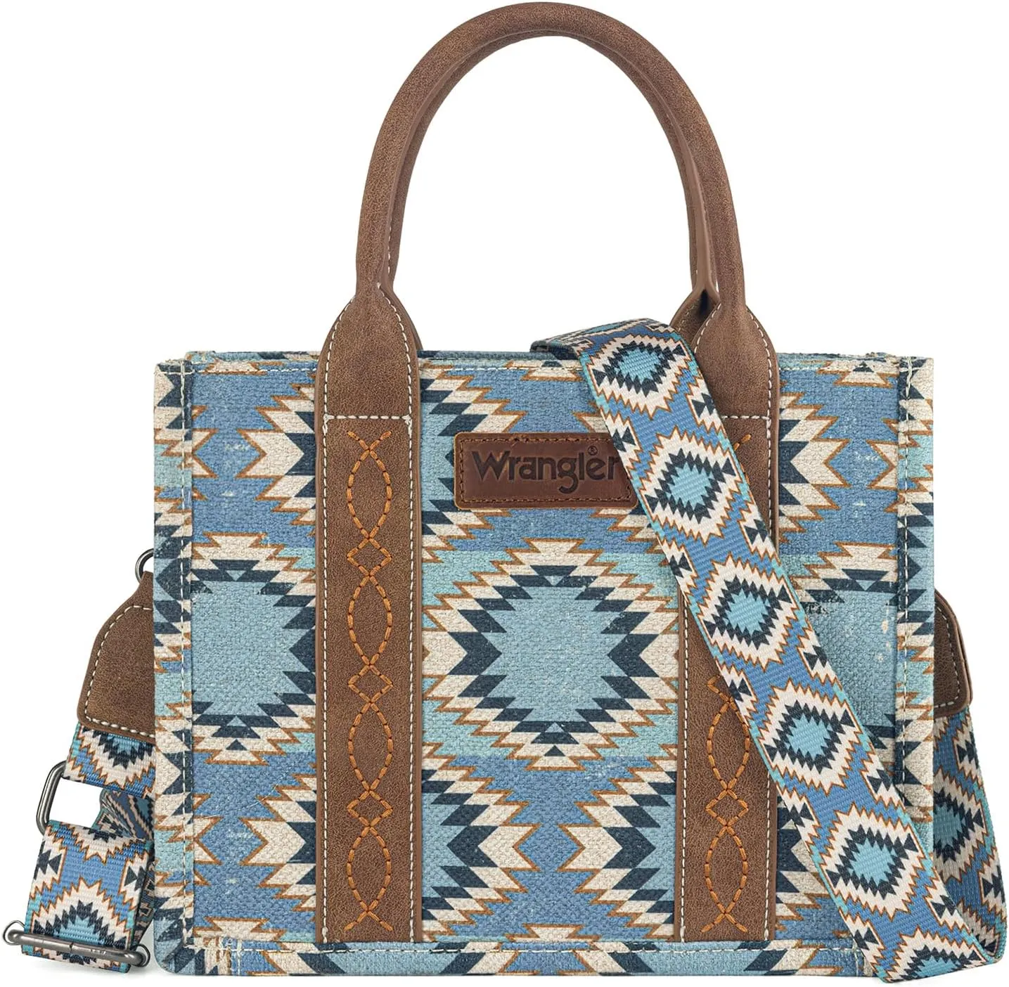Wrangler Tote Bag for Women Aztec Shoulder Purses Western Handbags Boho Satchel Top-Handle with Distressed Look
