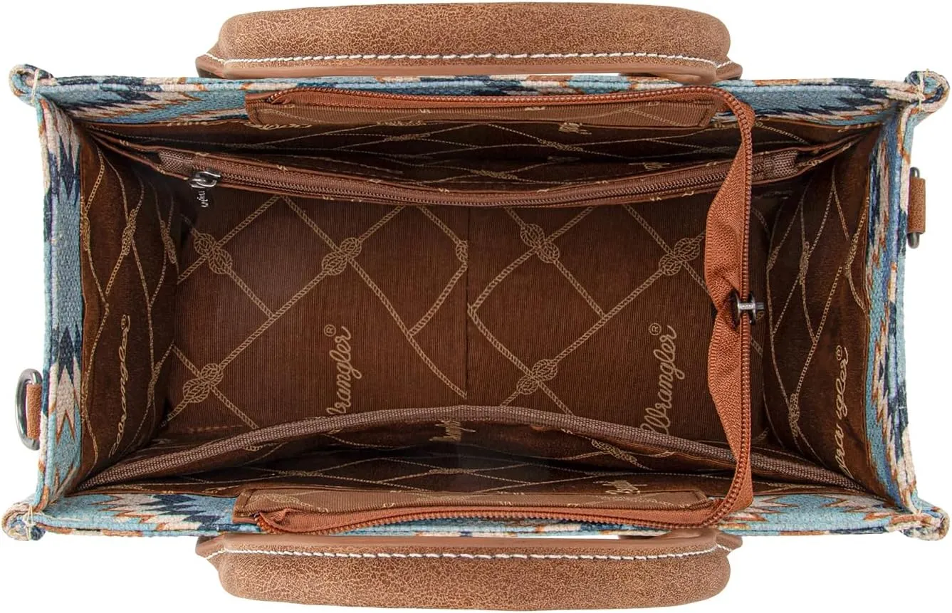 Wrangler Tote Bag for Women Aztec Shoulder Purses Western Handbags Boho Satchel Top-Handle with Distressed Look