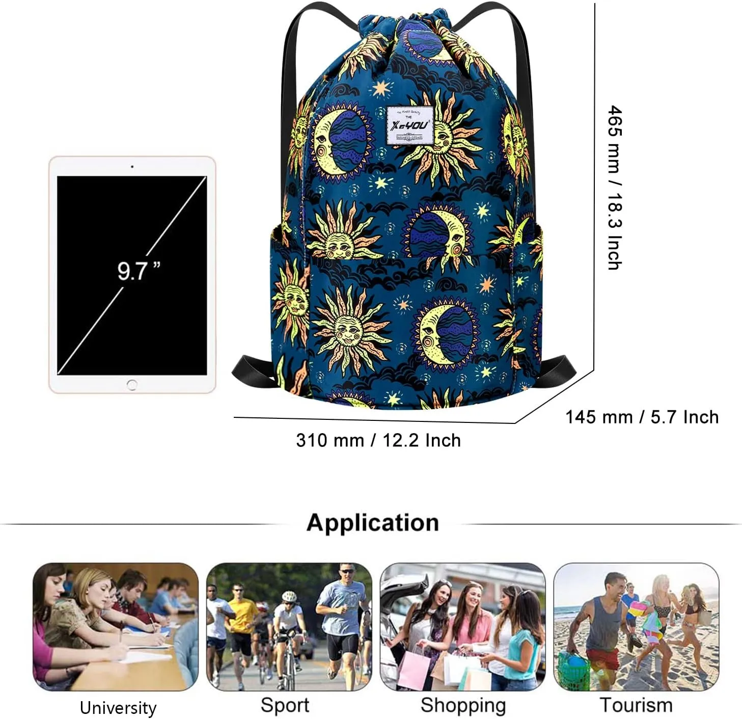 XEYOU Drawstring Sports Backpack Lightweight Gym Yoga Sackpack Shoulder Rucksack Casual Outdoor Daypack for Women and Men
