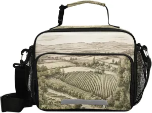 xigua Grassy Landscape Insulated Lunch Bag, Reusable Lunch Box Leakproof Tote Bag Cooler Bag with Adjustable Shoulder Strap, Lunch Container for Work, Picnic