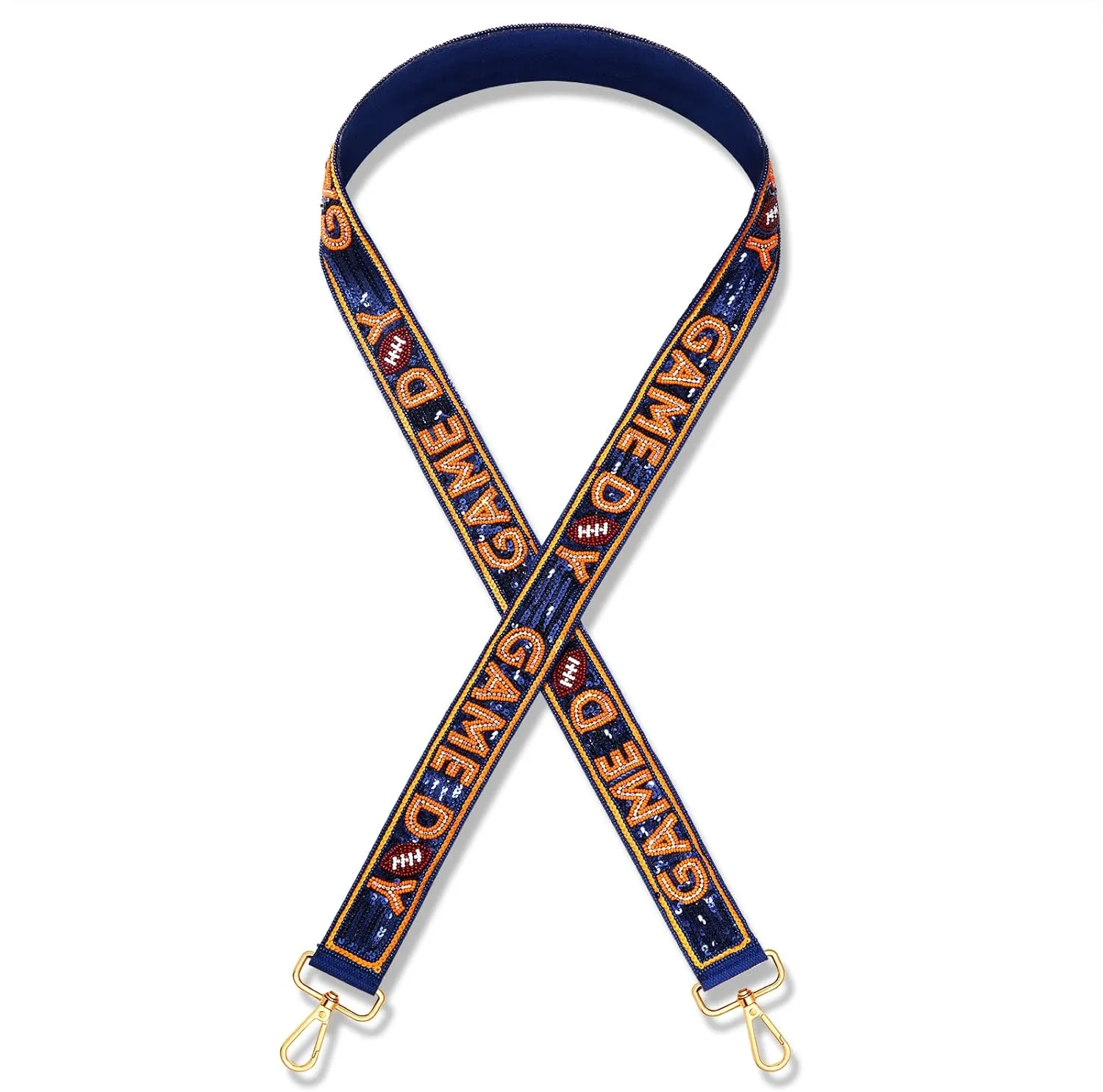 YAHPERN Beaded Purse Straps Game Day Purse Strap Replacement Sequin Crossbody Football Purse Strap for Stadium Clear Bag