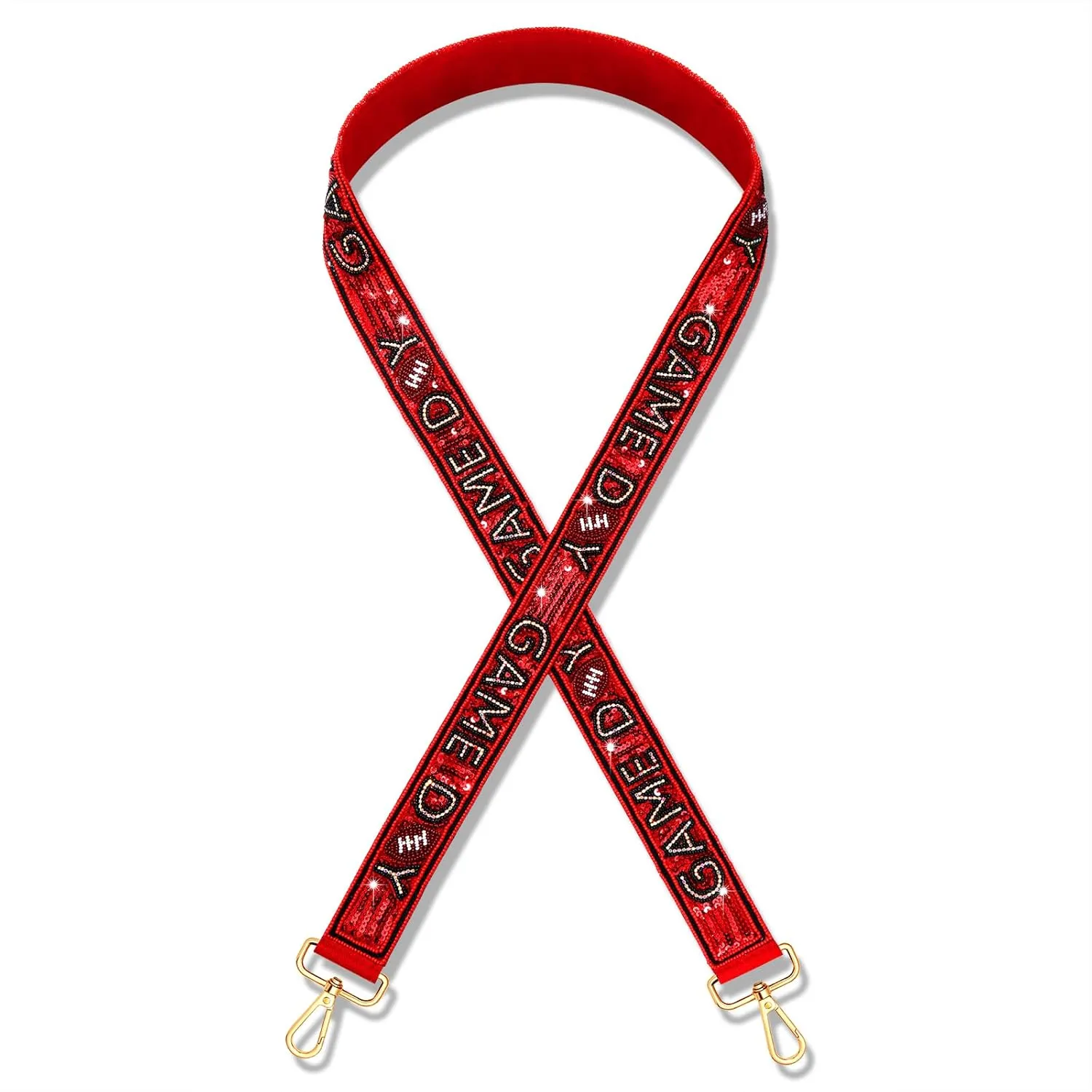 YAHPERN Beaded Purse Straps Game Day Purse Strap Replacement Sequin Crossbody Football Purse Strap for Stadium Clear Bag