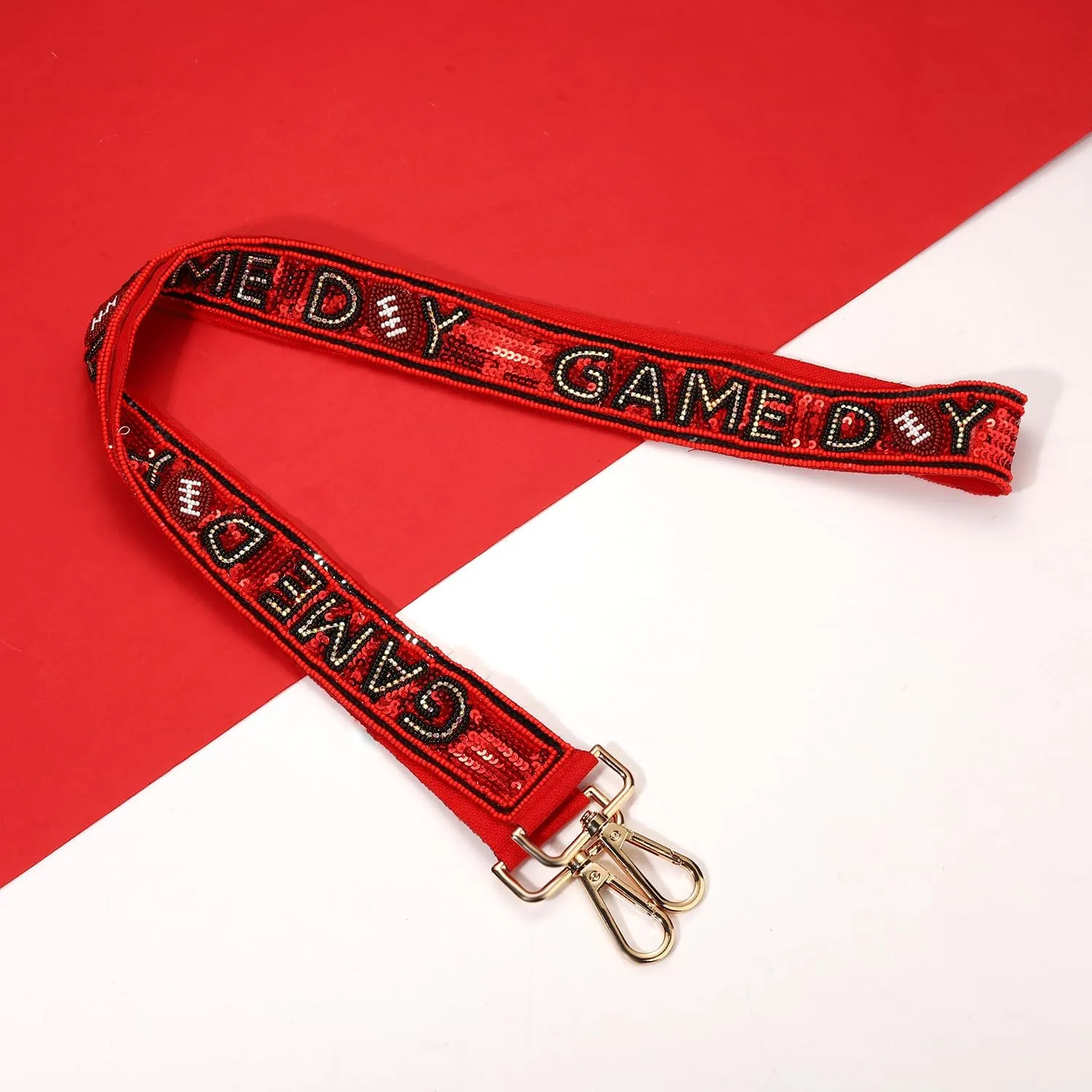 YAHPERN Beaded Purse Straps Game Day Purse Strap Replacement Sequin Crossbody Football Purse Strap for Stadium Clear Bag
