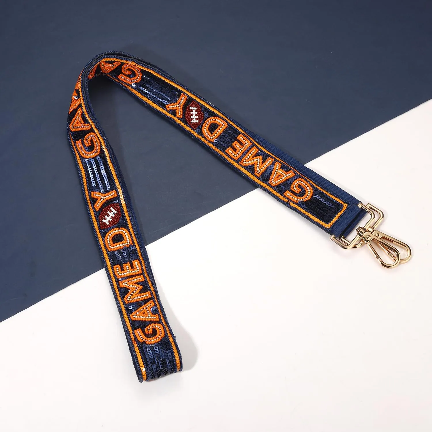 YAHPERN Beaded Purse Straps Game Day Purse Strap Replacement Sequin Crossbody Football Purse Strap for Stadium Clear Bag