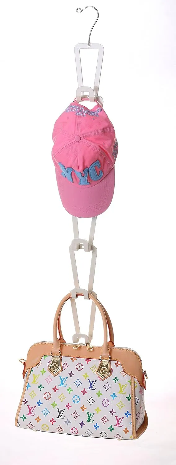 Ybmhome Hanging Closet Rod or Over the Door Organizer Rack Hooks, for Purses Handbags, Satchels, Backpacks, Scarves, Pashminas, Slings, Caps, Hats Closet Accessories (1, 6 Hook Handbag Hanger)