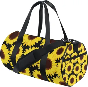 Yellow Sunflower Duffel Bag,Canvas Travel Bag for Gym Sports and Overnight