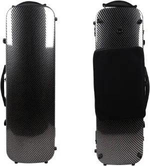 yinfente Violin Case 4/4 Full Size Carbon Fiber Oblong Violin Bag With Music Sheet Bag Adjustable Backstrap Hygrometer Lightweight Protable Black Strip