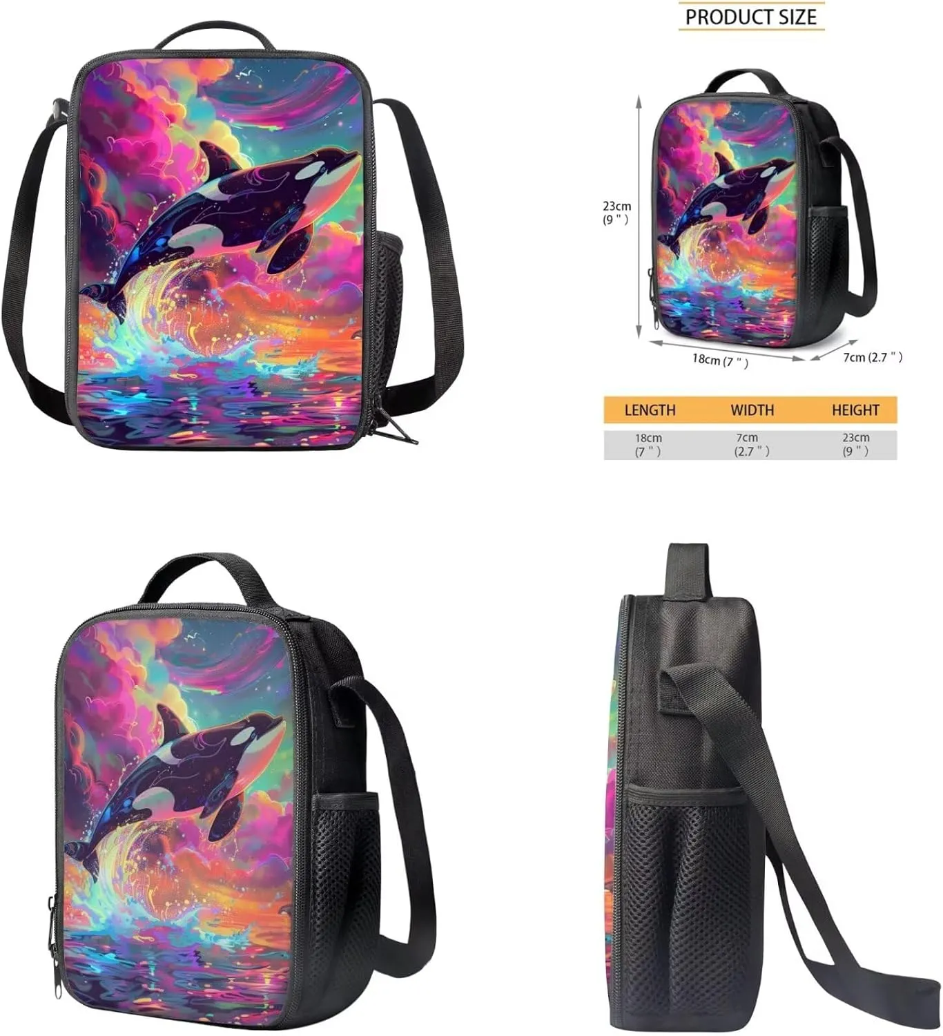 Ystardream 7th Grade Backpack for Girls Whale Backpack And Lunch Box Set Kids Backpack Purse Elementary School Bookbag with Pencil Case Rucksack for Teens Child Back To School Tie-Dye