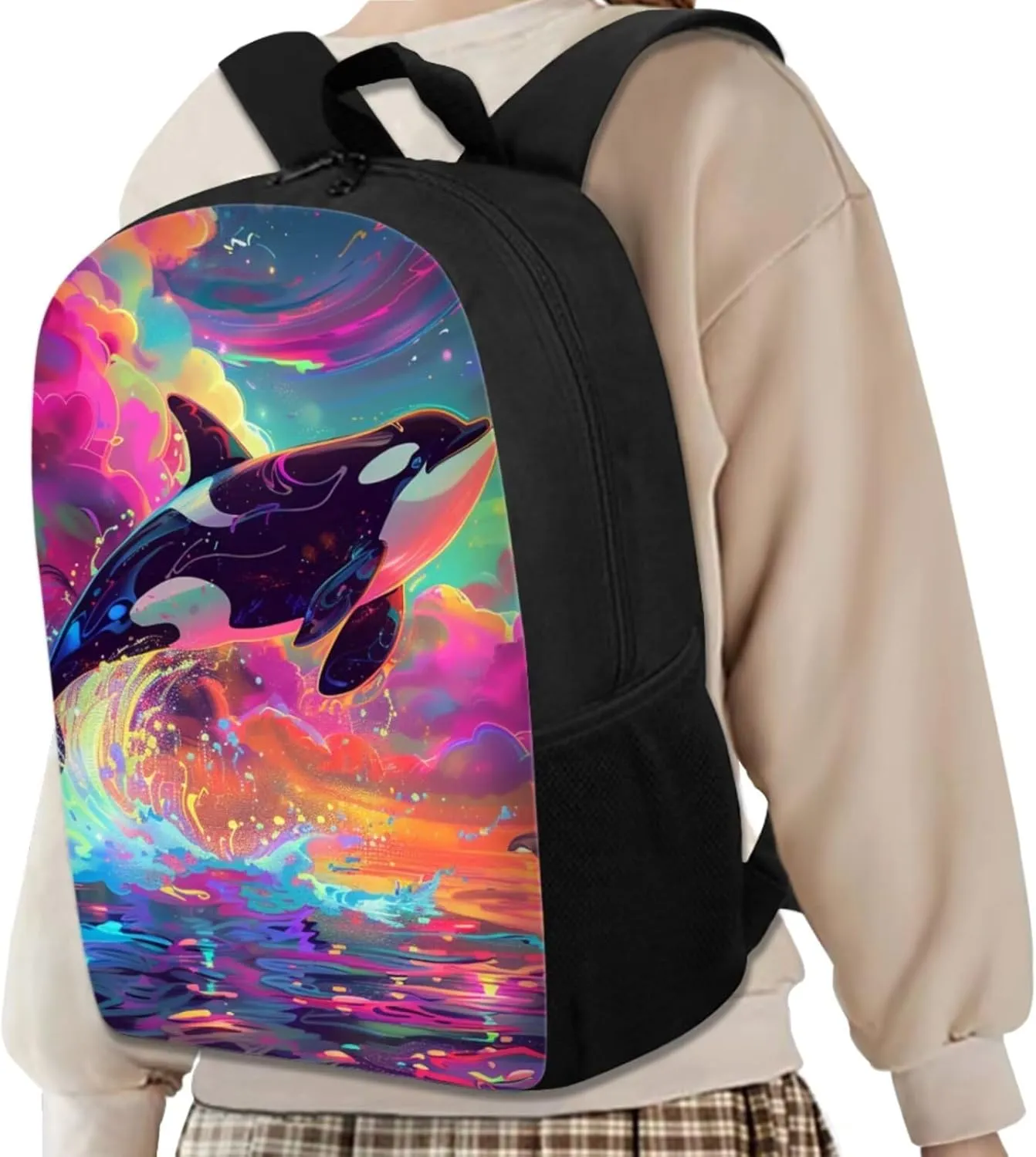 Ystardream 7th Grade Backpack for Girls Whale Backpack And Lunch Box Set Kids Backpack Purse Elementary School Bookbag with Pencil Case Rucksack for Teens Child Back To School Tie-Dye