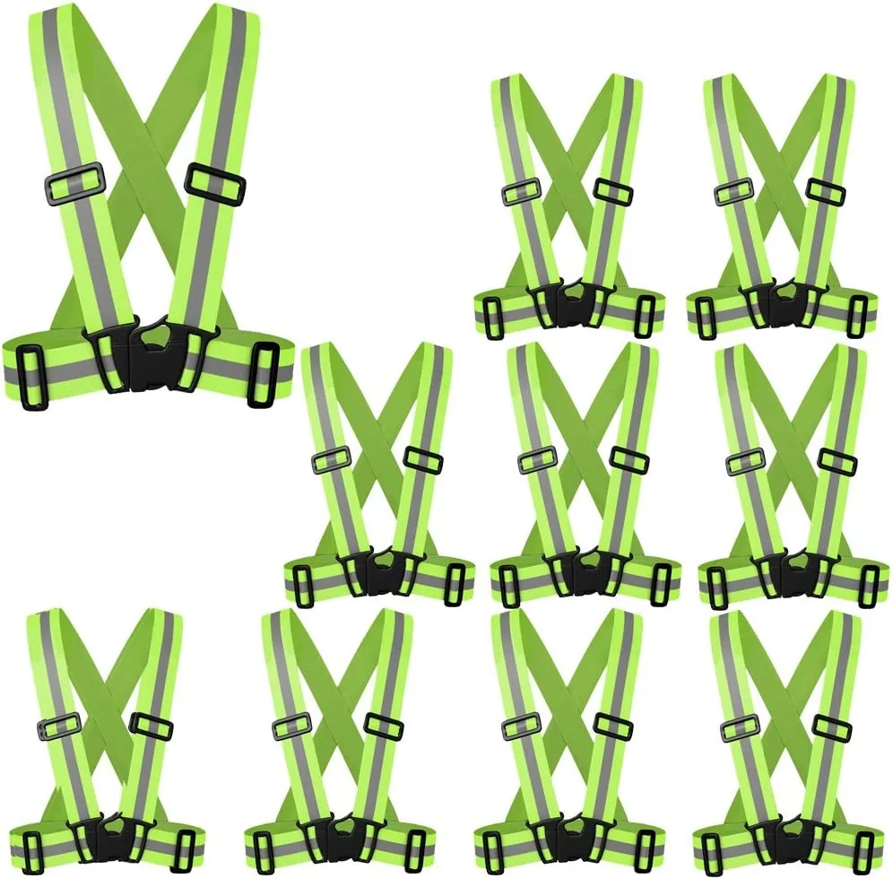 zojo Reflective Vest | Lightweight, Adjustable | Safety & High Visibility for Running,Fits Outdoor Cloth Pack of 10, Neon Yellow