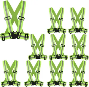 zojo Reflective Vest | Lightweight, Adjustable | Safety & High Visibility for Running,Fits Outdoor Cloth Pack of 10, Neon Yellow